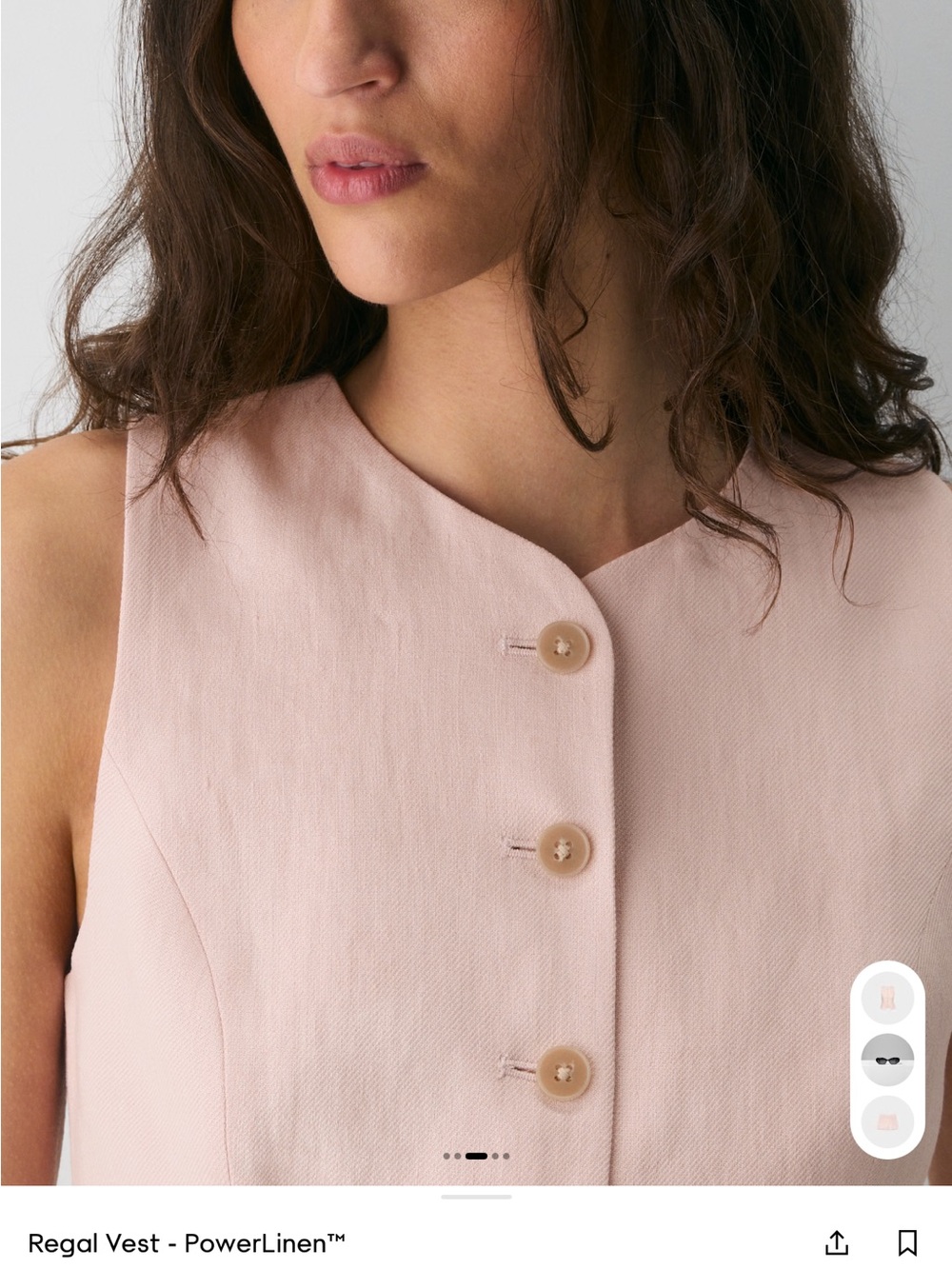 Aritzia blush pink sleeveless button-front vest
